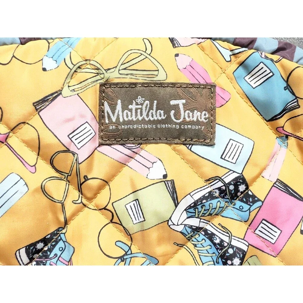Matilda Jane Make The Grade Quilted Cotton Backpack Big Bow 16x14x6 Sneakers